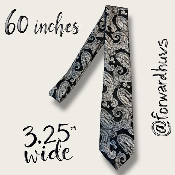 Christian Aujard Paris Black & Silver Paisley Necktie – 100% Polyester - Picture 4 of 9